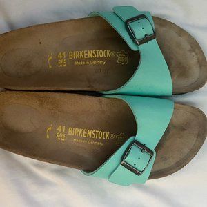 Gently Loved Aqua Birkenstock slip ons